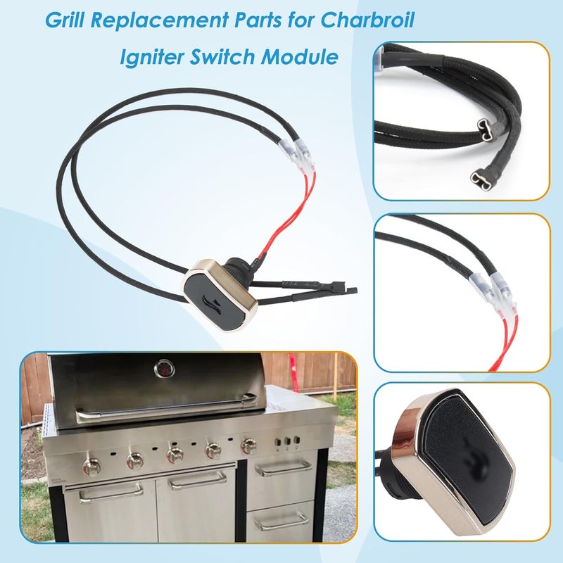 BBQration G369-0055-W1 Grill Igniter Button Switch Module for Charbroil Igniter Replacement, 2 Push Ignition Buttons Grill Replacement Parts for Charbroil Grill Igniter Surefire Ignition Systems - Image 2